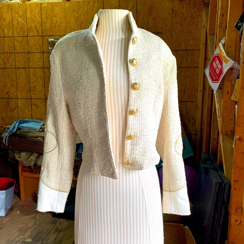 Double D cream tweed vest with matching  jacket